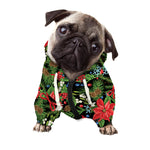 Xmas Poinsettia Pattern Print Dog Zip Up Hoodie