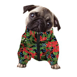 Xmas Poinsettia Pattern Print Dog Zip Up Jacket