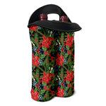 Xmas Poinsettia Pattern Print Double Neoprene Wine Tote
