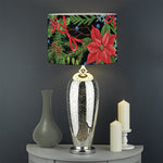 Xmas Poinsettia Pattern Print Drum Lamp Shade