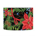 Xmas Poinsettia Pattern Print Drum Lamp Shade