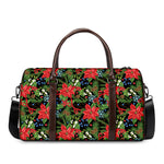 Xmas Poinsettia Pattern Print Duffle Bag