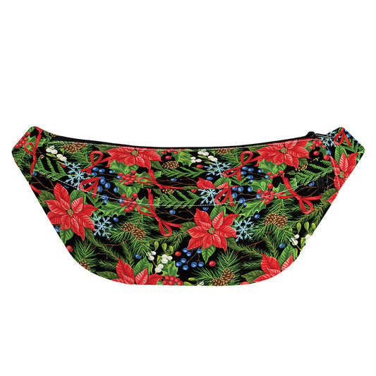 Xmas Poinsettia Pattern Print Fanny Pack