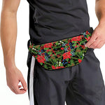 Xmas Poinsettia Pattern Print Fanny Pack