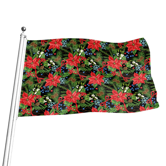 Xmas Poinsettia Pattern Print Flag