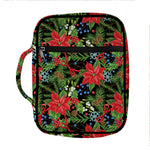 Xmas Poinsettia Pattern Print Front Pocket Bible Bag
