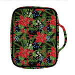 Xmas Poinsettia Pattern Print Front Pocket Bible Bag