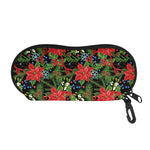 Xmas Poinsettia Pattern Print Glasses Case