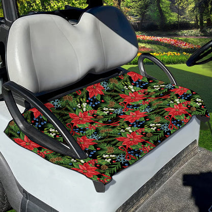 Xmas Poinsettia Pattern Print Golf Cart Seat Cover