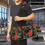 Xmas Poinsettia Pattern Print Gym Bag