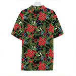 Xmas Poinsettia Pattern Print Hawaiian Shirt