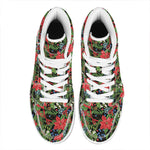 Xmas Poinsettia Pattern Print High Top Leather Sneakers