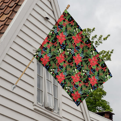 Xmas Poinsettia Pattern Print House Flag