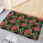 Xmas Poinsettia Pattern Print Indoor Door Mat