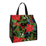 Xmas Poinsettia Pattern Print Insulated Lunch Tote