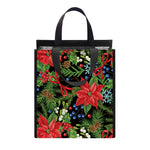 Xmas Poinsettia Pattern Print Insulated Lunch Tote