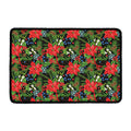 Xmas Poinsettia Pattern Print Kitchen Mat