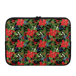 Xmas Poinsettia Pattern Print Laptop Sleeve