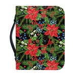 Xmas Poinsettia Pattern Print Leather Bible Cover