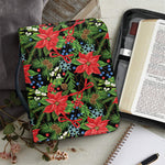 Xmas Poinsettia Pattern Print Leather Bible Cover