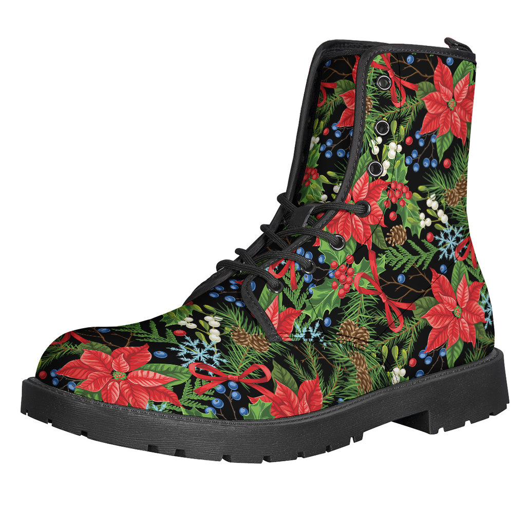 Xmas Poinsettia Pattern Print Backpack