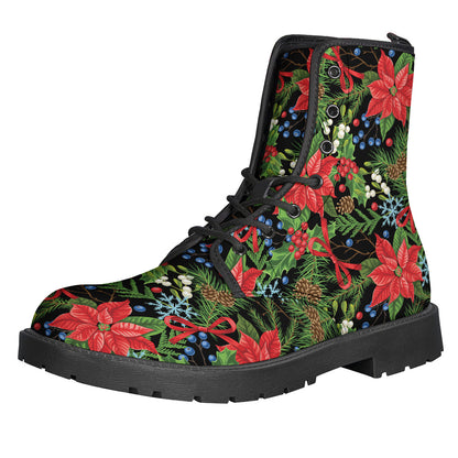 Xmas Poinsettia Pattern Print Backpack