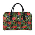Xmas Poinsettia Pattern Print Leather Duffel Bag