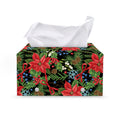 Xmas Poinsettia Pattern Print Leather Tissue Box Cover