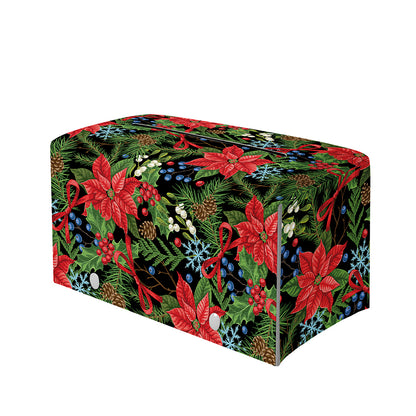 Xmas Poinsettia Pattern Print Leather Tissue Box Cover