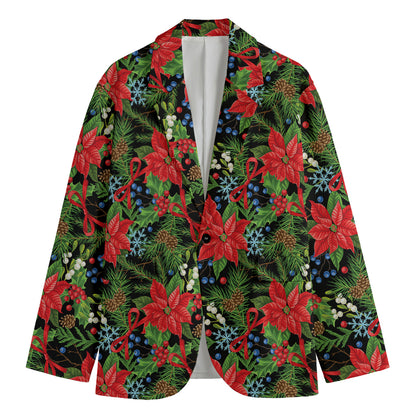 Xmas Poinsettia Pattern Print Men's Blazer