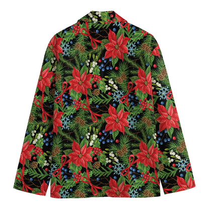 Xmas Poinsettia Pattern Print Men's Blazer