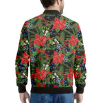 Xmas Poinsettia Pattern Print Men's Bomber Jacket