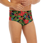 Xmas Poinsettia Pattern Print Men's Briefs