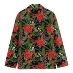 Xmas Poinsettia Pattern Print Men's Cotton Blazer