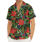 Xmas Poinsettia Pattern Print Men's Deep V-Neck Shirt