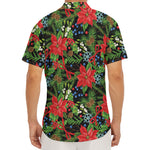 Xmas Poinsettia Pattern Print Men's Deep V-Neck Shirt