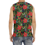 Xmas Poinsettia Pattern Print Men's Fitness Tank Top