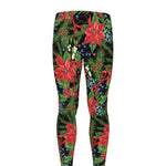 Xmas Poinsettia Pattern Print Men's leggings