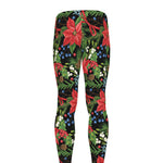 Xmas Poinsettia Pattern Print Men's leggings