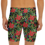 Xmas Poinsettia Pattern Print Men's Long Boxer Briefs