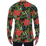 Xmas Poinsettia Pattern Print Men's Long Sleeve T-Shirt