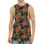 Xmas Poinsettia Pattern Print Men's Muscle Tank Top