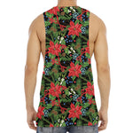 Xmas Poinsettia Pattern Print Men's Muscle Tank Top