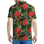 Xmas Poinsettia Pattern Print Men's Polo Shirt