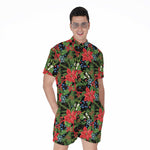 Xmas Poinsettia Pattern Print Men's Rompers