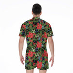 Xmas Poinsettia Pattern Print Men's Rompers