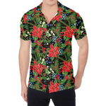 Xmas Poinsettia Pattern Print Men's Shirt