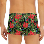Xmas Poinsettia Pattern Print Men's Short Boxer Briefs