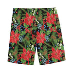 Xmas Poinsettia Pattern Print Men's Sports Shorts