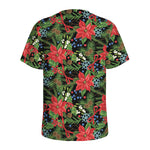 Xmas Poinsettia Pattern Print Men's Sports T-Shirt